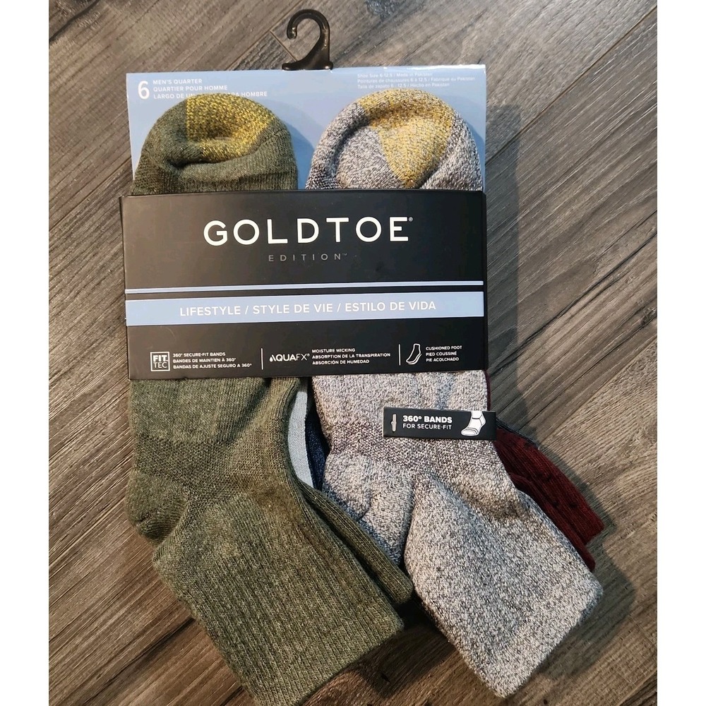 2 Gold Toe-Lifestyle Men's 6 Pack Cushioned Quarter Socks 6-12.5 Multicolor New - Picture 7 of 7